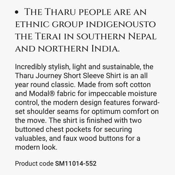 Sherpa Adventure Gear “Tharu Journey” Short Sleeve Button Down Shirt Desert Sand - Picture 6 of 17